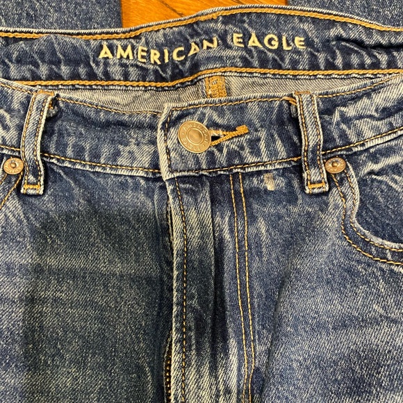 American Eagle super high rise baggy wide leg Dark Blue Denim Jeans 10 - Picture 2 of 8